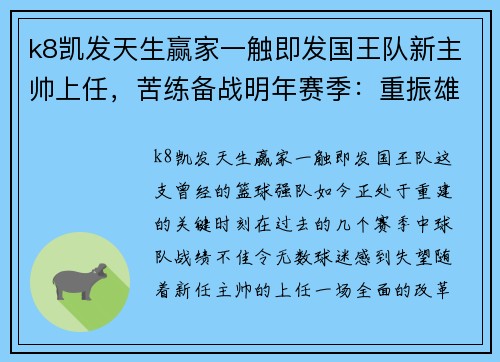 k8凯发天生赢家一触即发国王队新主帅上任，苦练备战明年赛季：重振雄风之路 - 副本